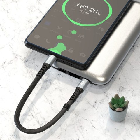 Kabel przewód płaski króki USB-C - USB-C L10C PD 100W 23cm czarny Kabel przewód płaski króki USB-C - USB-C L10C PD 100W 23cm czarny
