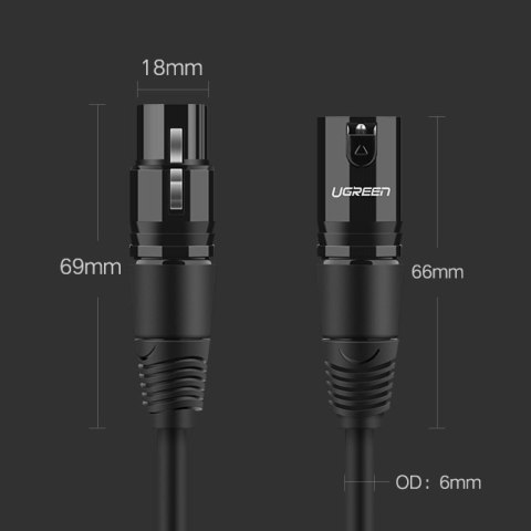 Przedłużacz kabla przewodu audio do mikrofonu XLR 2m czarny Przedłużacz kabla przewodu audio do mikrofonu XLR 2m czarny