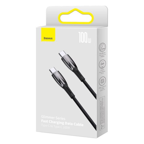Kabel przewód do szybkiego ładowania Glimmer Series USB-C 480Mb/s PD 100W 2m czarny Kabel przewód do szybkiego ładowania Glimmer Series USB-C 480Mb/s PD 100W 2m czarny