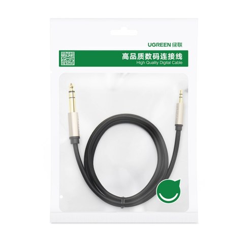 Kabel przewód przejściówka audio TRS mini jack 3.5mm - jack 6.35mm 1m szary Kabel przewód przejściówka audio TRS mini jack 3.5mm - jack 6.35mm 1m szary
