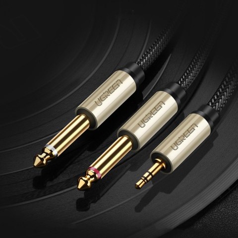 Kabel przewód rozdzielacz audio mini jack 3.5 mm - 2x jack 6.35mm 1m szary Kabel przewód rozdzielacz audio mini jack 3.5 mm - 2x jack 6.35mm 1m szary