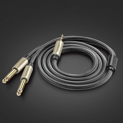 Kabel przewód rozdzielacz audio mini jack 3.5 mm - 2x jack 6.35mm 1m szary Kabel przewód rozdzielacz audio mini jack 3.5 mm - 2x jack 6.35mm 1m szary