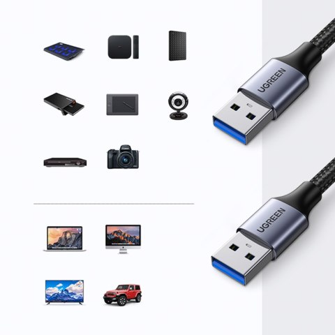 Wytrzymały kabel przewód w oplocie USB 3.0 5Gb/s 0.5m szary Wytrzymały kabel przewód w oplocie USB 3.0 5Gb/s 0.5m szary