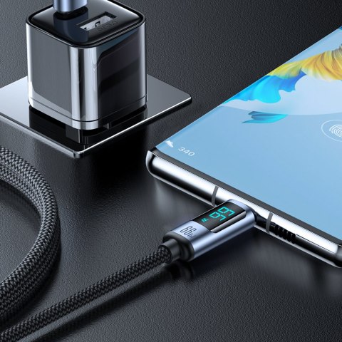 Kabel przewód z wyświetlaczem LED USB-C - USB-A 66W 1.2m czarny Kabel przewód z wyświetlaczem LED USB-C - USB-A 66W 1.2m czarny