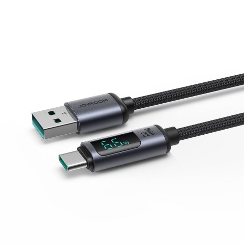 Kabel przewód z wyświetlaczem LED USB-C - USB-A 66W 1.2m czarny Kabel przewód z wyświetlaczem LED USB-C - USB-A 66W 1.2m czarny