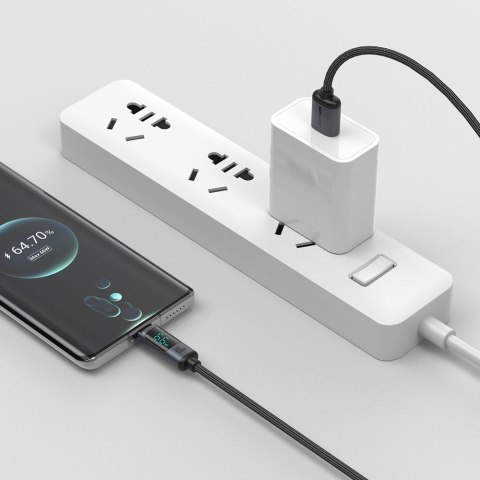 Kabel przewód z wyświetlaczem LED USB-C - USB-A 66W 1.2m czarny Kabel przewód z wyświetlaczem LED USB-C - USB-A 66W 1.2m czarny