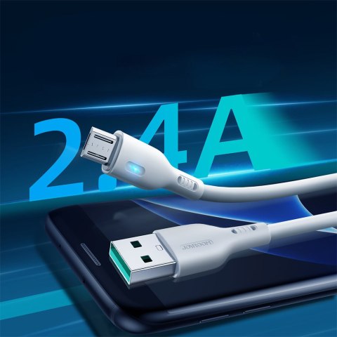 Kabel przewód ze wskaźnikiem LED USB - micro USB 2.4A 2m biały Kabel przewód ze wskaźnikiem LED USB - micro USB 2.4A 2m biały