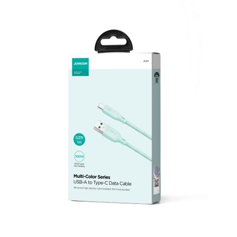 Kabel przewód Multi-Color Series USB-A - USB-C 100W szybki transfer 1m zielony Kabel przewód Multi-Color Series USB-A - USB-C 100W szybki transfer 1m zielony