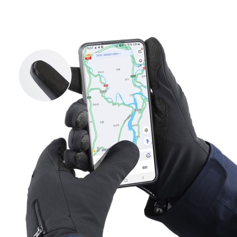 Rękawiczki zimowe do telefonu sportowe outdoor narty rower jogging roz. XL czarne Rękawiczki zimowe do telefonu sportowe outdoor narty rower jogging roz. XL czarne