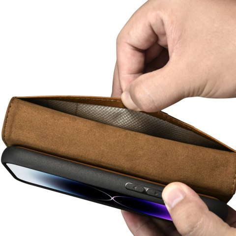 2w1 etui skórzany pokrowiec z klapką iPhone 14 Pro Anti-RFID Oil Wax Wallet Case jasno-brązowy 2w1 etui skórzany pokrowiec z klapką iPhone 14 Pro Anti-RFID Oil Wax Wallet Case jasno-brązowy