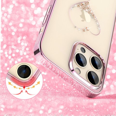 Etui do telefonu iPhone 14 Plus ozdobione kryształami Wish Series różowe Etui do telefonu iPhone 14 Plus ozdobione kryształami Wish Series różowe