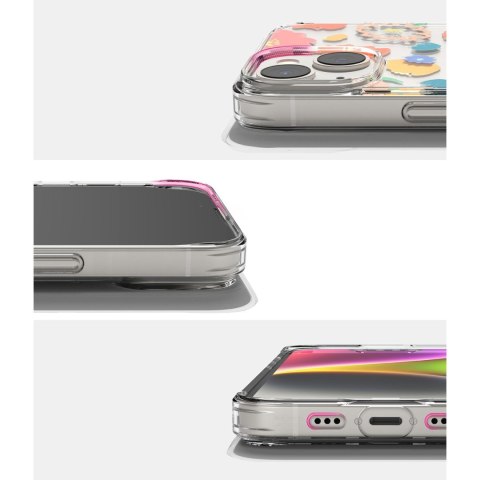 Pancerne etui pokrowiec z żelową ramką iPhone 14 Plus Fusion Design Floral przezroczysty Pancerne etui pokrowiec z żelową ramką iPhone 14 Plus Fusion Design Floral przezroczysty