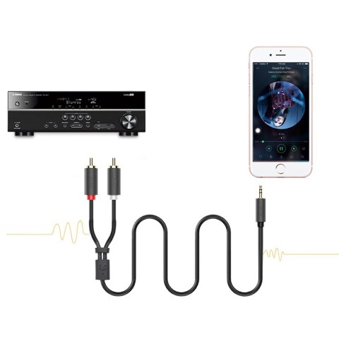 Kabel przewód audio 3.5 mm mini jack - 2x RCA 1.5m czarny Kabel przewód audio 3.5 mm mini jack - 2x RCA 1.5m czarny