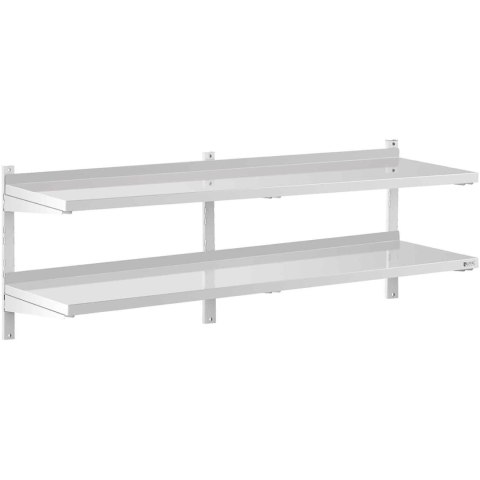 Półka ścienna wisząca gastronomiczna podwójna z regulacją STAL 180 x 40 cm Półka ścienna wisząca gastronomiczna podwójna z regulacją STAL 180 x 40 cm