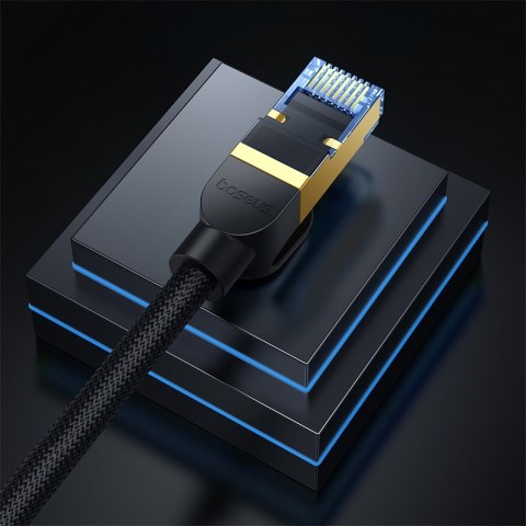 Szybki kabel sieciowy LAN RJ45 cat.7 10Gbps plecionka 1m czarny Szybki kabel sieciowy LAN RJ45 cat.7 10Gbps plecionka 1m czarny