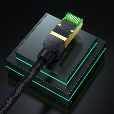 Szybki kabel sieciowy LAN RJ45 cat.8 40Gbps plecionka 1m czarny Szybki kabel sieciowy LAN RJ45 cat.8 40Gbps plecionka 1m czarny