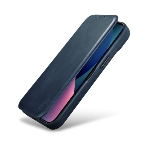 Skórzane etui iPhone 14 Plus z klapką magnetyczne MagSafe CE Oil Wax Premium Leather granatowy Skórzane etui iPhone 14 Plus z klapką magnetyczne MagSafe CE Oil Wax Premium Leather granatowy