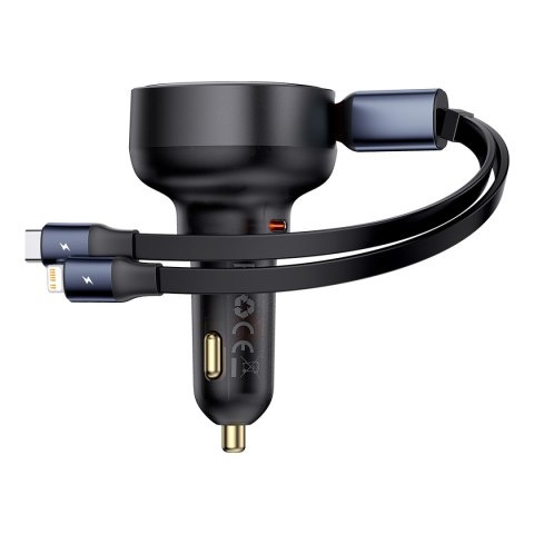 Ładowarka samochodowa z USB-C i ze zwijanym kablem USB-C iPhone 60W czarny Ładowarka samochodowa z USB-C i ze zwijanym kablem USB-C iPhone 60W czarny