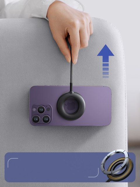 Bezprzewodowa ładowarka magnetyczna 15W z kablem USB / USB-C czarna Bezprzewodowa ładowarka magnetyczna 15W z kablem USB / USB-C czarna