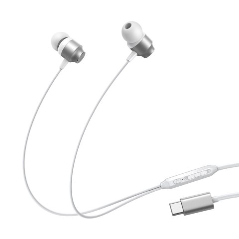 Zestaw słuchawkowy słuchawki douszne USB-C JR-EC06 srebrne Zestaw słuchawkowy słuchawki douszne USB-C JR-EC06 srebrne