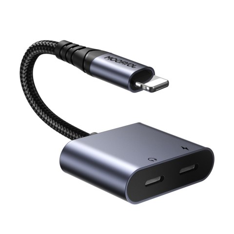 2w1 Adapter przejściówka do iPhone ładowarka + słuchawki Lightning / 2x Lightning czarny 2w1 Adapter przejściówka do iPhone ładowarka + słuchawki Lightning / 2x Lightning czarny