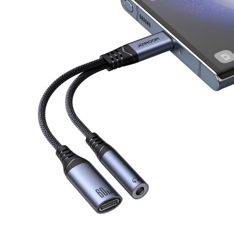 2w1 Adapter przejściówka ładowarka + słuchawki USB-C do USB-C / mini jack 3.5mm czarny 2w1 Adapter przejściówka ładowarka + słuchawki USB-C do USB-C / mini jack 3.5mm czarny