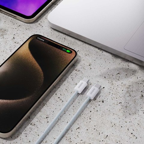 Wytrzymały przewód kabel UCB-C PD 60W w oplocie z włókna węglowego 1m jasno niebieski Wytrzymały przewód kabel UCB-C PD 60W w oplocie z włókna węglowego 1m jasno niebieski