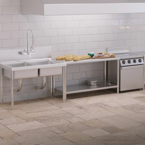 Stół blat roboczy centralny stalowy z półką 150 x 60 cm do 230 kg Stół blat roboczy centralny stalowy z półką 150 x 60 cm do 230 kg
