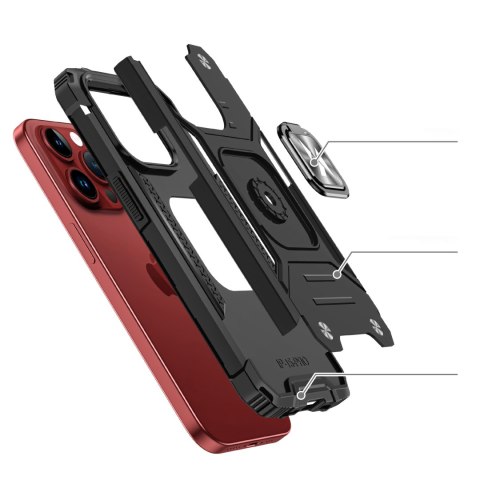 Pancerne etui z uchwytem na palec do iPhone 15 Pro Ring Armor różowe złoto Pancerne etui z uchwytem na palec do iPhone 15 Pro Ring Armor różowe złoto