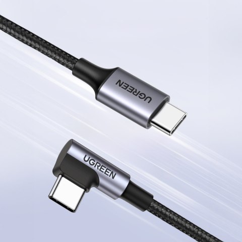 Kabel przewód kątowy USB-C w oplocie 480Mb/s 0.5m czarno szary Kabel przewód kątowy USB-C w oplocie 480Mb/s 0.5m czarno szary
