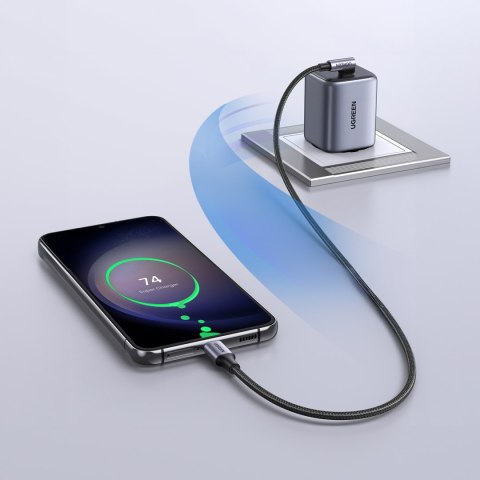 Kabel przewód kątowy USB-C w oplocie 480Mb/s 0.5m czarno szary Kabel przewód kątowy USB-C w oplocie 480Mb/s 0.5m czarno szary
