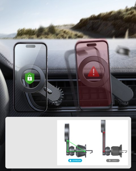 Magnetyczny uchwyt samochodowy do iPhone z MagSafe na kratkę wentylacyjną czarny Magnetyczny uchwyt samochodowy do iPhone z MagSafe na kratkę wentylacyjną czarny