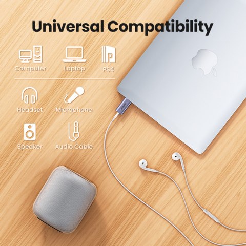 Adapter przejściówka audio na słuchawki USB-A do miniJack 3.5mm szary Adapter przejściówka audio na słuchawki USB-A do miniJack 3.5mm szary
