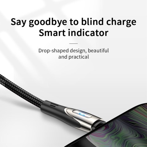 Kabel przewód USB-A - microUSB 3A wskaźnik ładowania 1.2m czarny Kabel przewód USB-A - microUSB 3A wskaźnik ładowania 1.2m czarny