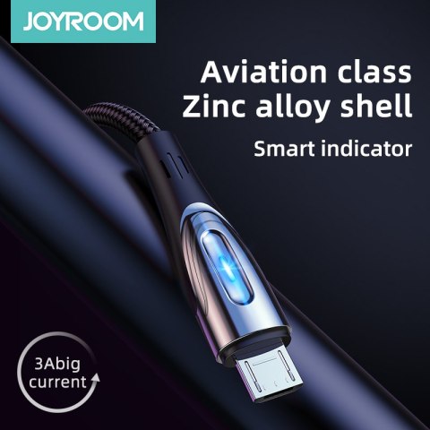 Kabel przewód USB-A - microUSB 3A wskaźnik ładowania 1.2m czarny Kabel przewód USB-A - microUSB 3A wskaźnik ładowania 1.2m czarny