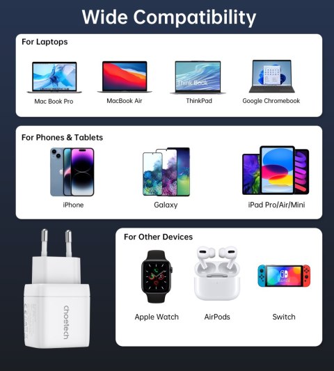 Mała mocna ładowarka sieciowa GaN 2x USB-C PD 35W z wyświetlaczem biała Mała mocna ładowarka sieciowa GaN 2x USB-C PD 35W z wyświetlaczem biała