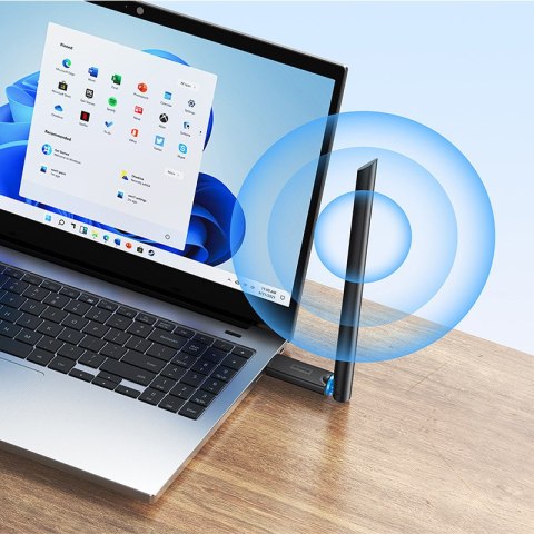 Zewnętrzna karta sieciowa USB WiFi 2.4GHz 5GHz 650Mb/s z anteną 6dBi czarna Zewnętrzna karta sieciowa USB WiFi 2.4GHz 5GHz 650Mb/s z anteną 6dBi czarna