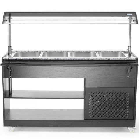 Bufet bar stół chłodniczy sałatkowy z oświetleniem daszkiem 4 pojemniki GN 1/1 2-10C 170 W Bufet bar stół chłodniczy sałatkowy z oświetleniem daszkiem 4 pojemniki GN 1/1 2-10C 170 W