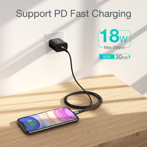 Kabel przewód do iPhone MFi USB-C - Lightning 480Mb/s 3A 2m czarny Kabel przewód do iPhone MFi USB-C - Lightning 480Mb/s 3A 2m czarny