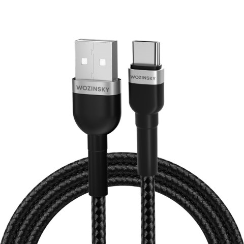 Kabel przewód w oplocie USB-A - USB-C 2.4A 1m czarny Kabel przewód w oplocie USB-A - USB-C 2.4A 1m czarny