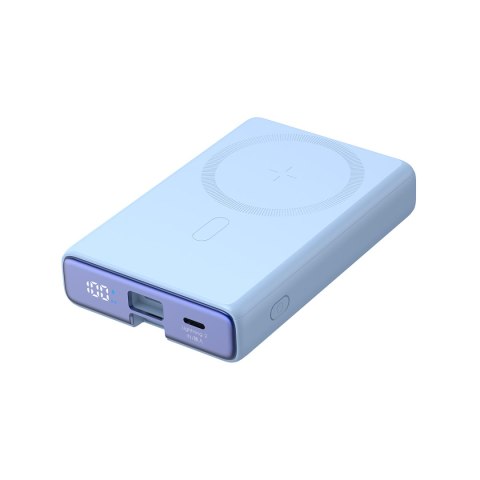 Powerbank magnetyczny 10000mAh 20W z podstawką + kabel Lightning - USB-C niebieski Powerbank magnetyczny 10000mAh 20W z podstawką + kabel Lightning - USB-C niebieski