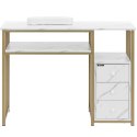 Biurko kosmetyczne do manicure z podpórka na dłonie 3 szuflady 110 x 46 cm - marmur złoto