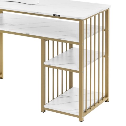 Biurko kosmetyczne do manicure z podpórką na dłonie metalowe 110 x 46 cm - marmur złoto Biurko kosmetyczne do manicure z podpórką na dłonie metalowe 110 x 46 cm - marmur złoto