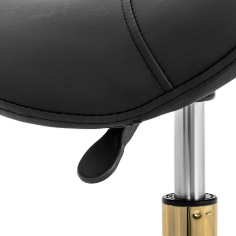 Taboret stołek kosmetyczny siodłowy na kółkach do 150 kg YORK - czarno złoty Taboret stołek kosmetyczny siodłowy na kółkach do 150 kg YORK - czarno złoty