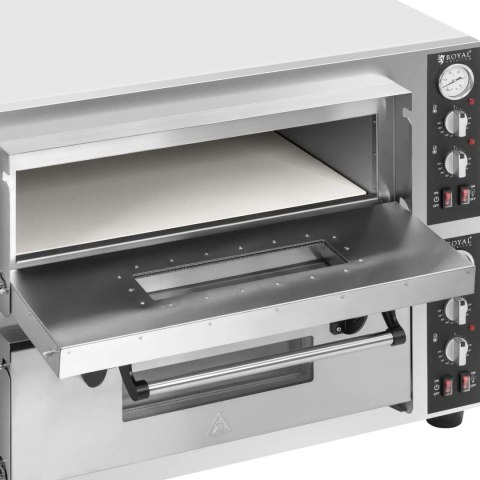 Piec do pizzy dwukomorowy z kamieniem szamotowym na 8 pizz śr. 30 cm 8400 W Piec do pizzy dwukomorowy z kamieniem szamotowym na 8 pizz śr. 30 cm 8400 W