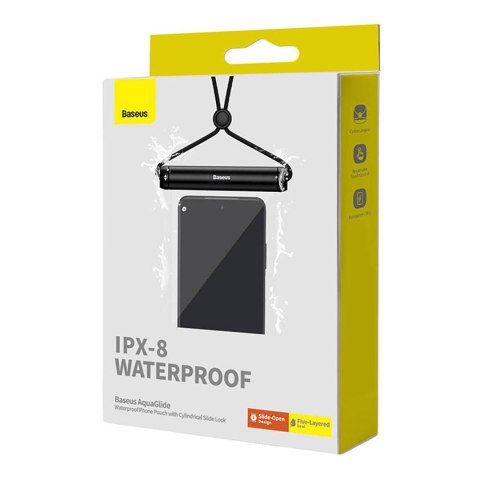 Etui wodoodporne do telefonu 7.2'' z cylindrycznym zapięciem IPX8 AquaGlide - czarne Etui wodoodporne do telefonu 7.2'' z cylindrycznym zapięciem IPX8 AquaGlide - czarne