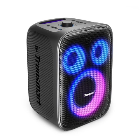 Głośnik bezprzewodowy Halo 200 120W + 2 mikrofony do karaoke - czarny Głośnik bezprzewodowy Halo 200 120W + 2 mikrofony do karaoke - czarny