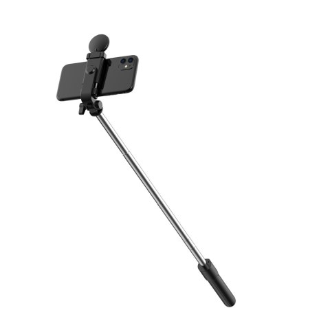 Selfie stick teleskopowy z pilotem + lamkpa LED stojak tripod na telefon 1m - czarny Selfie stick teleskopowy z pilotem + lamkpa LED stojak tripod na telefon 1m - czarny