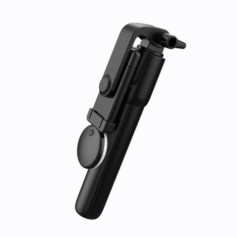 Selfie stick teleskopowy z pilotem + lamkpa LED stojak tripod na telefon 1m - czarny Selfie stick teleskopowy z pilotem + lamkpa LED stojak tripod na telefon 1m - czarny