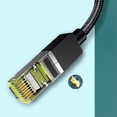 Kabel sieciowy patchcord w oplocie Ethernet RJ45 Cat 7 10Gbps 0.5m - czarny Kabel sieciowy patchcord w oplocie Ethernet RJ45 Cat 7 10Gbps 0.5m - czarny